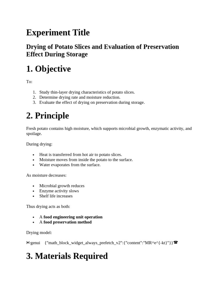 Drying Lab | PDF | Food Preservation | Potato