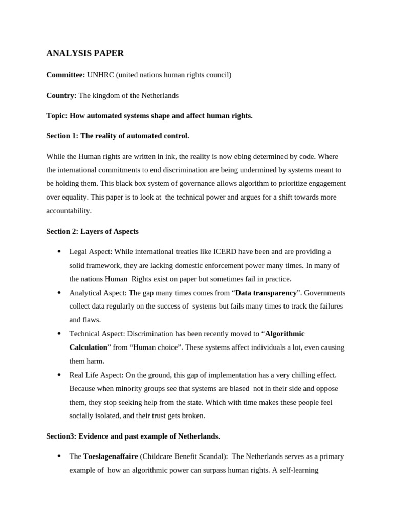 ANALYSIS PAPER by the Netherlands | PDF | Social Policy | Justice