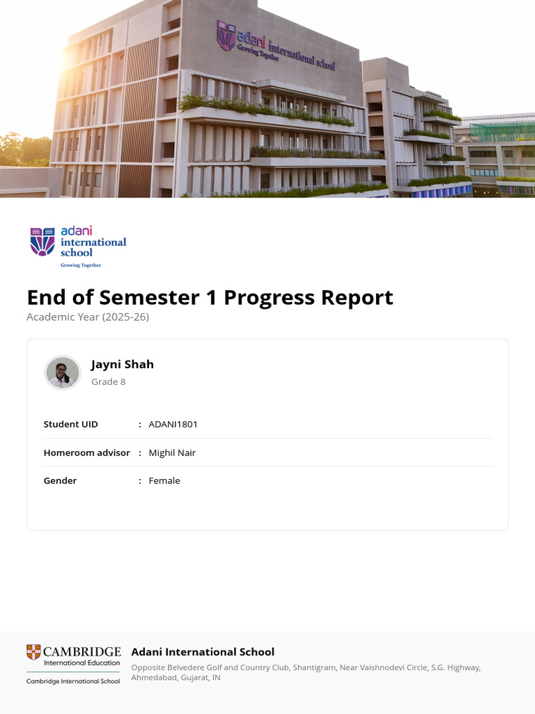 End of Semester 1 Progress Report (1) | PDF | Reading Comprehension ...