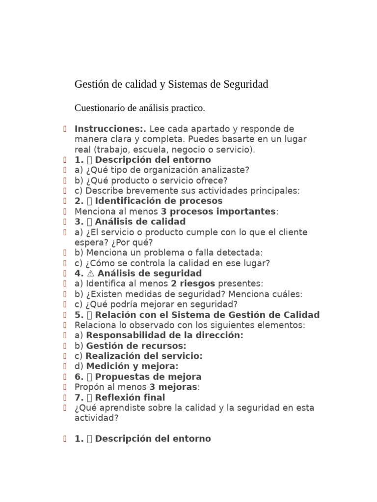 Seguridad y Gestion D Calidad. | PDF | Sistema de manejo de calidad