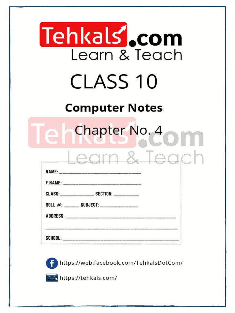 Class 10 Computer Chapter 4 | PDF