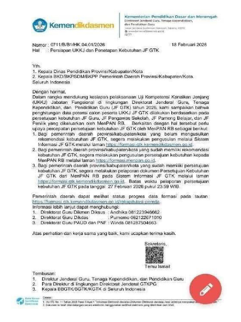 0711-SE PERSIAPAN UKJJ TAHUN 2026-18-02-2026 | PDF