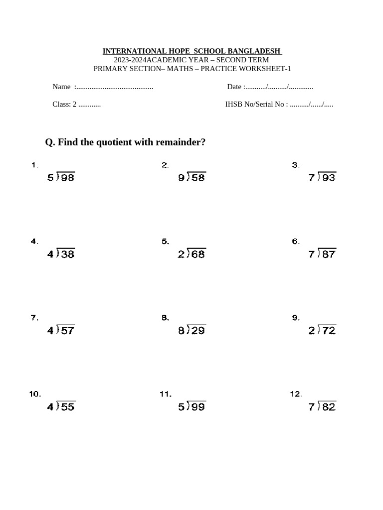 Practice Worksheets | PDF