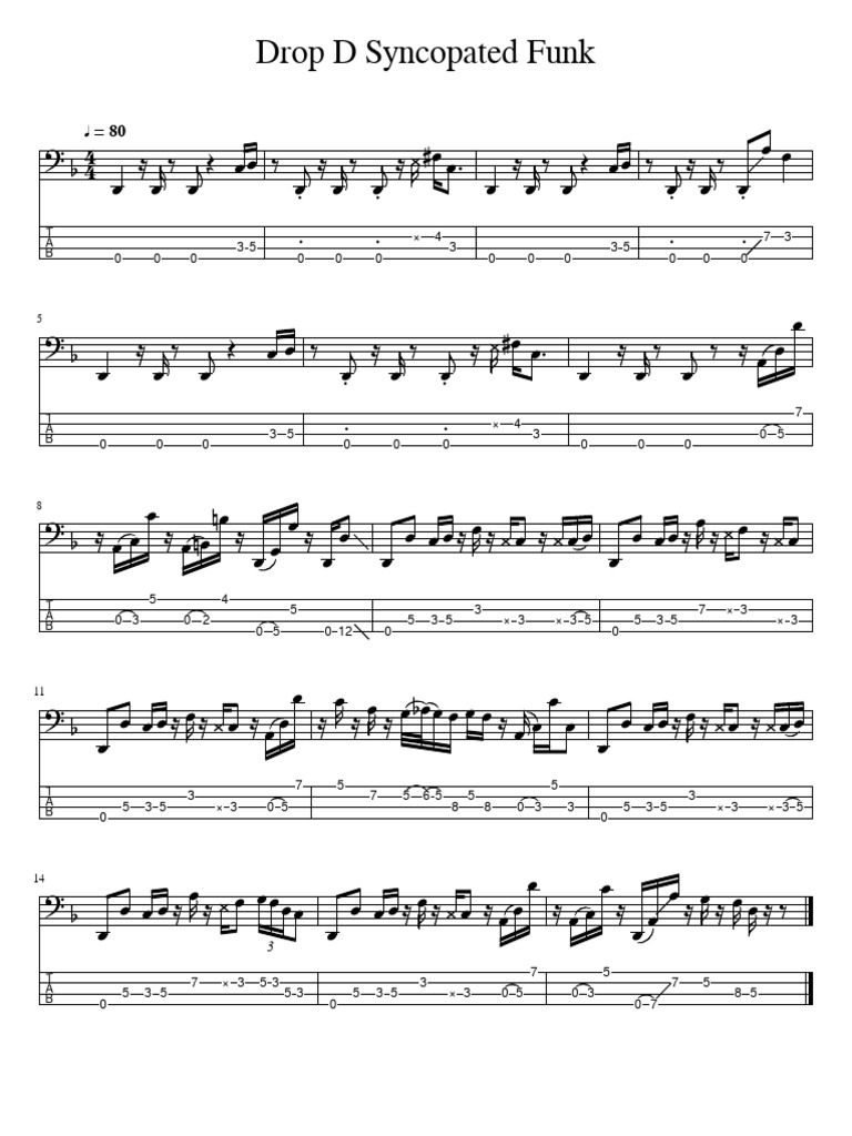 Drop D Syncopated Funk - Tab | PDF
