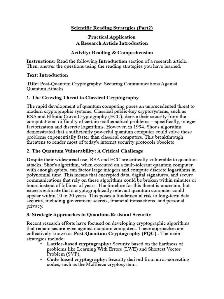 Reading Strategies Part2 Practice | PDF | Cryptography | Quantum Computing