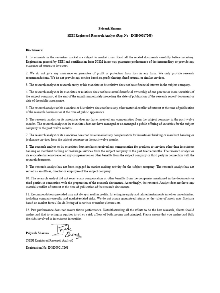 Disclaimer Standard | PDF | Financial Analyst | Securities (Finance)