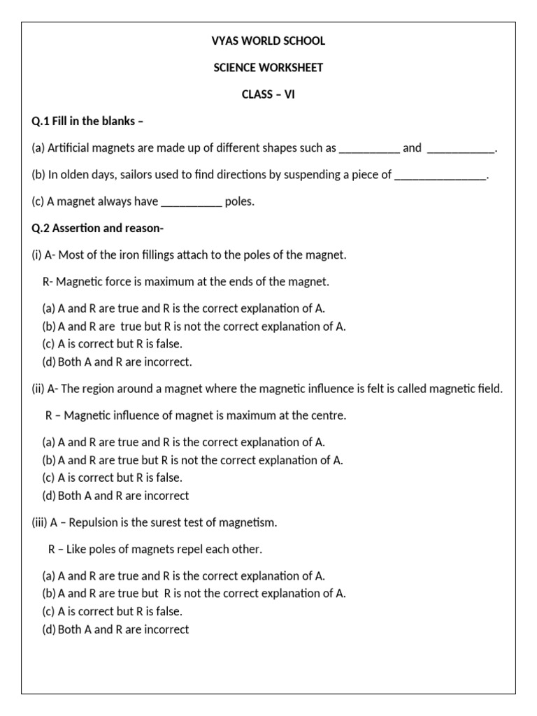Magnets Worksheet | PDF