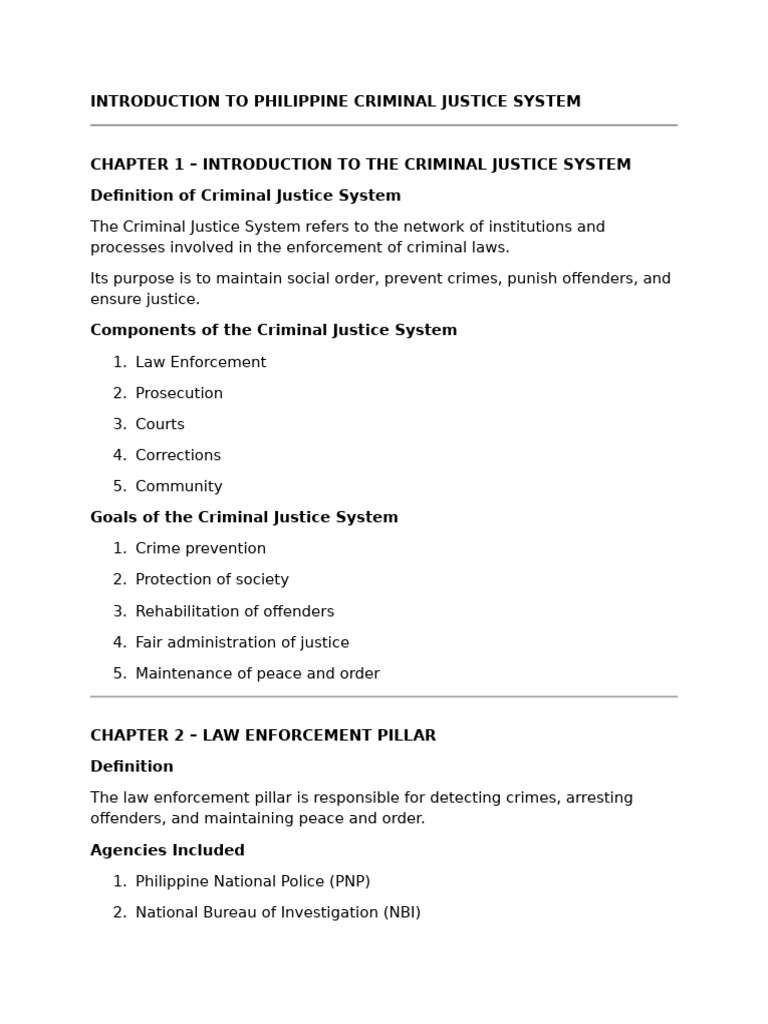 INTRODUCTION TO PHILIPPINE CRIMINAL JUSTICE SYSTEM | PDF | Crime ...