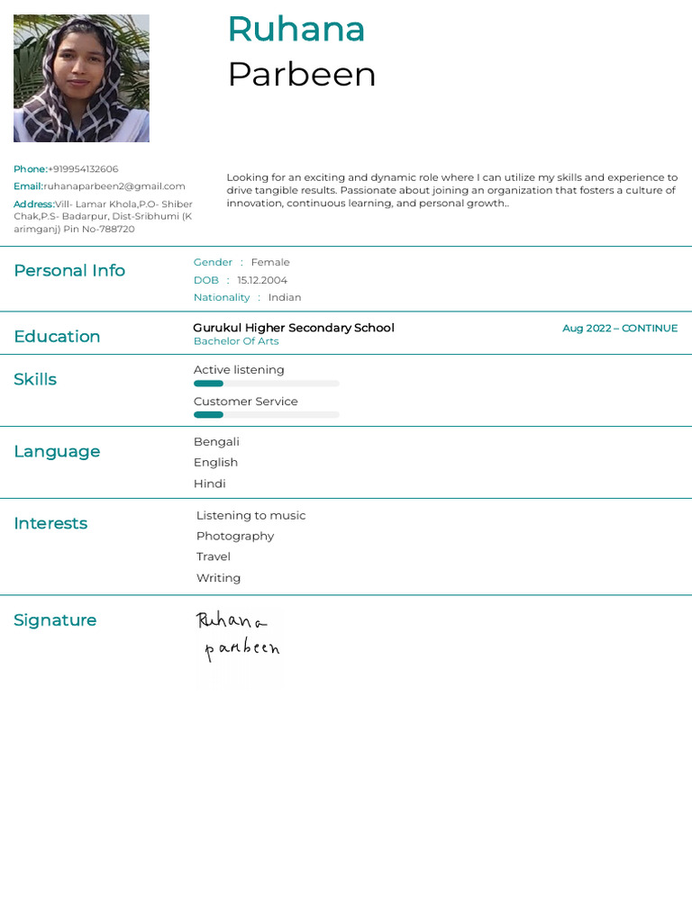 Ruhana Resume 521 | PDF