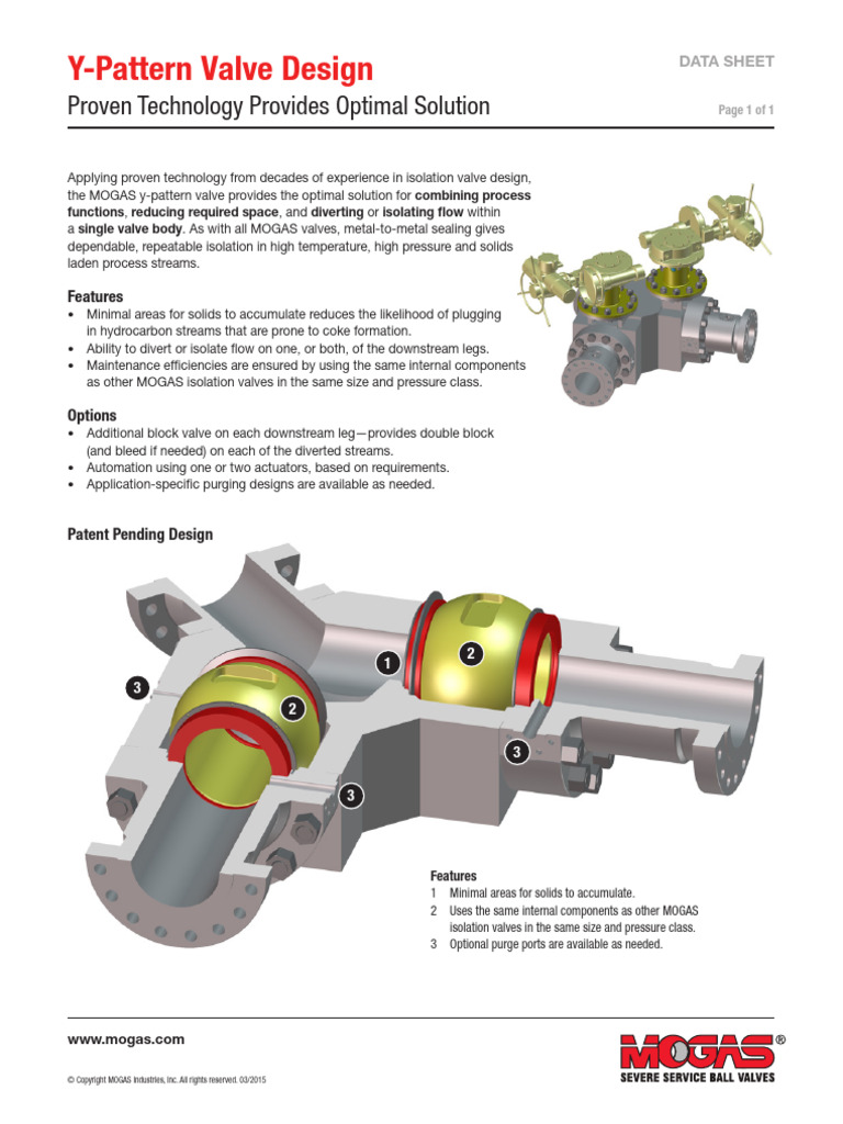 Mogas Data Sheet - Y-Valve Design Features & Benefits. | PDF | Valve ...