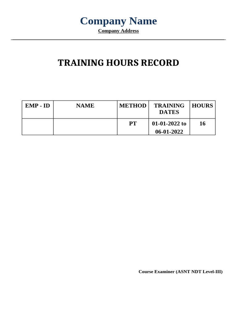 Training Hours Record | PDF