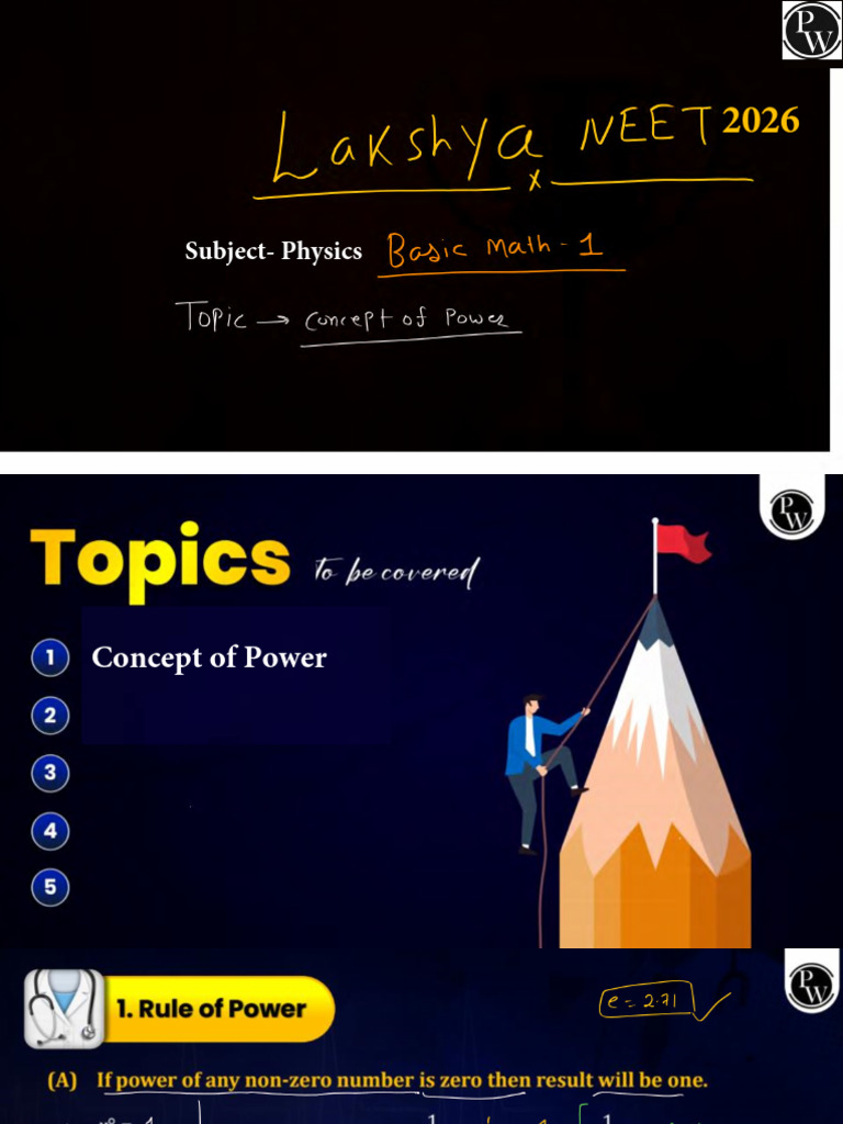 Basic Math 01 : Class Notes || Lakshya NEET 2026 | PDF