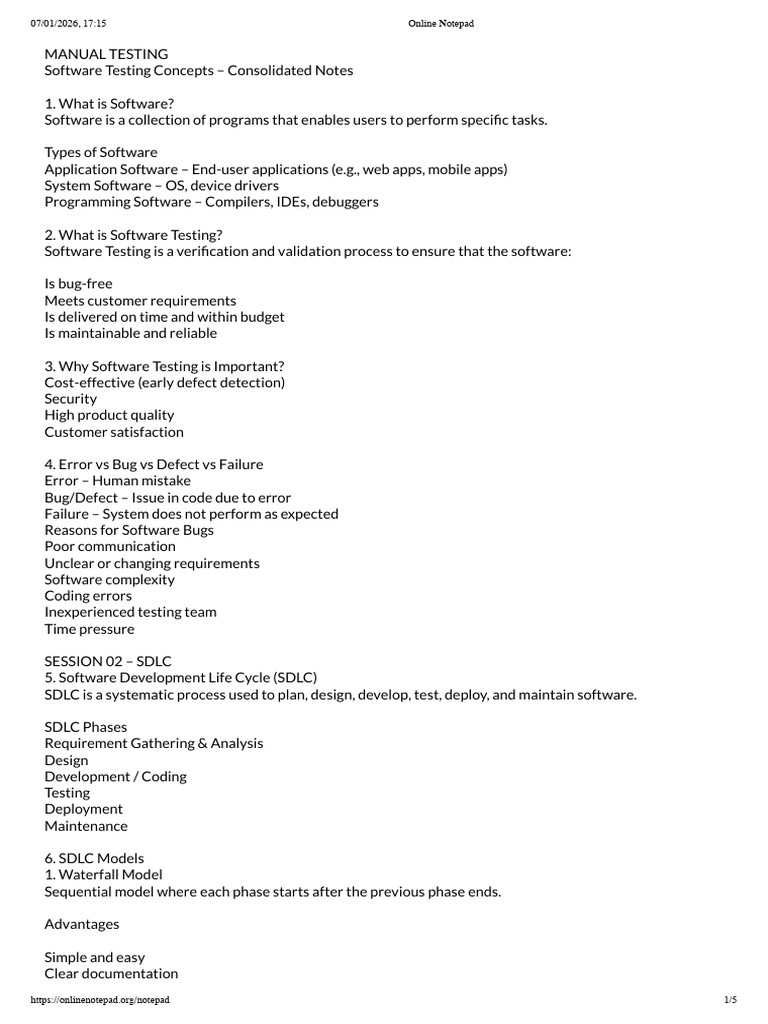 Online Notepad | PDF | Software Testing | Software Development Process