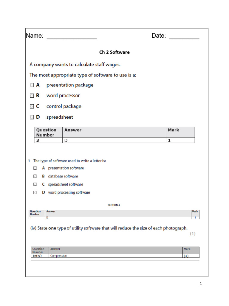 Ch 2 - Software Past Paper Questions | PDF | Computer File | Software
