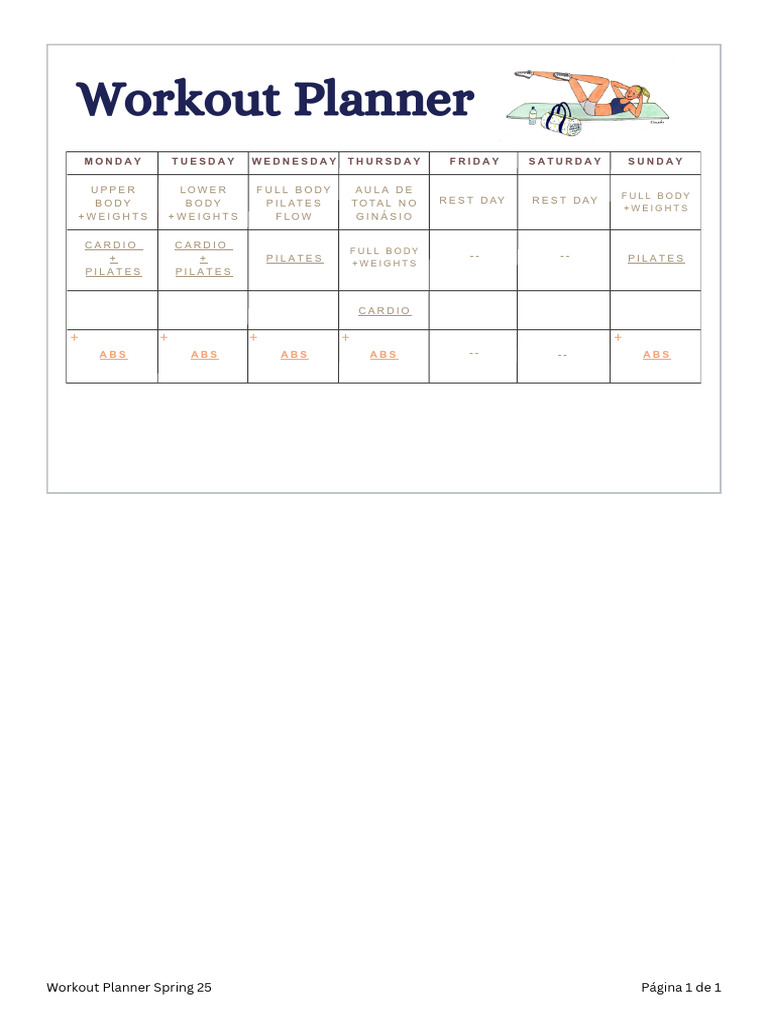 Workout Planner Spring 25 | PDF