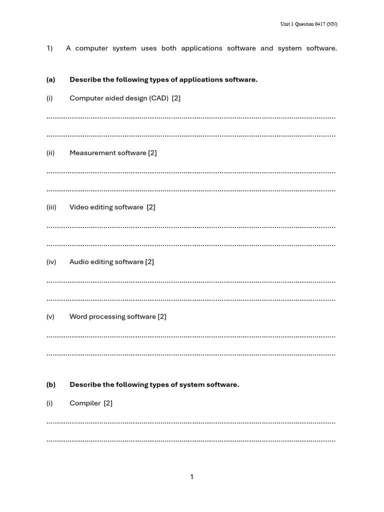 Unit 1 Questions 0417 ICT | PDF | Computer Hardware | Computer Data Storage