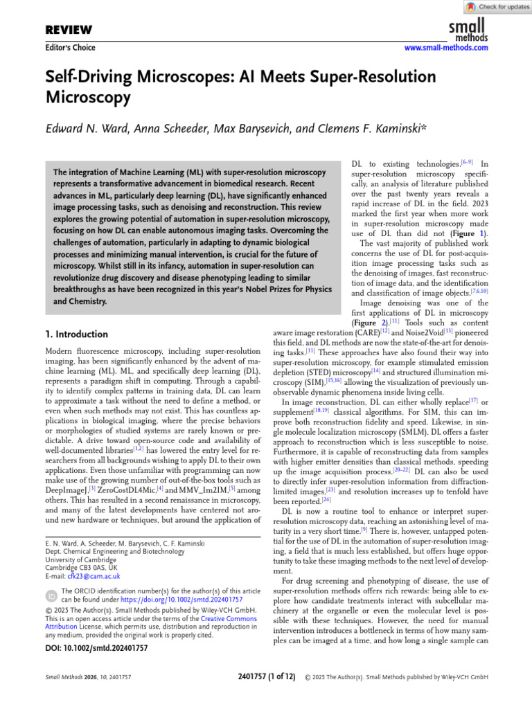 Small Methods - 2025 - Ward - Self‐Driving Microscopes AI Meets Super ...