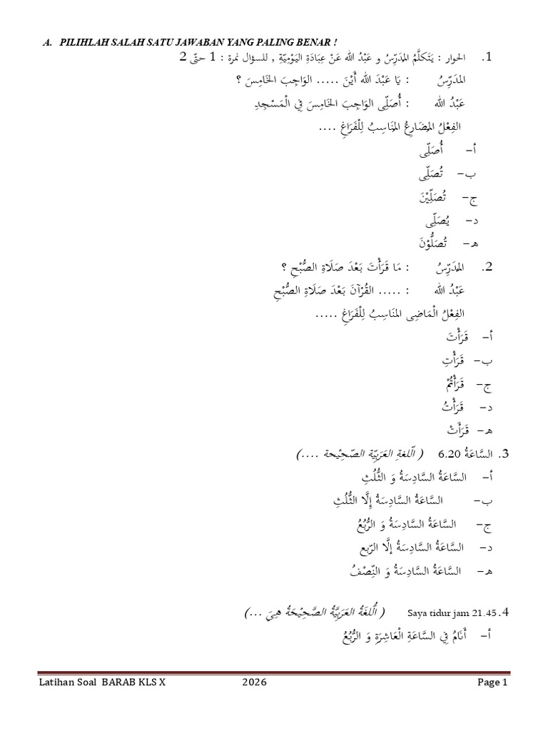 Kisi- Kisi ( Lt ) BARAB X 2026 | PDF