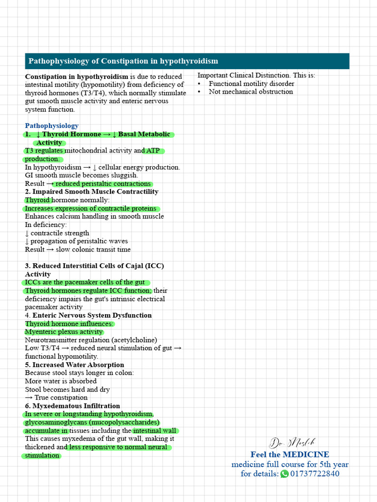 Constipation & Non Pitting Edema in Hypothyroidism | PDF ...