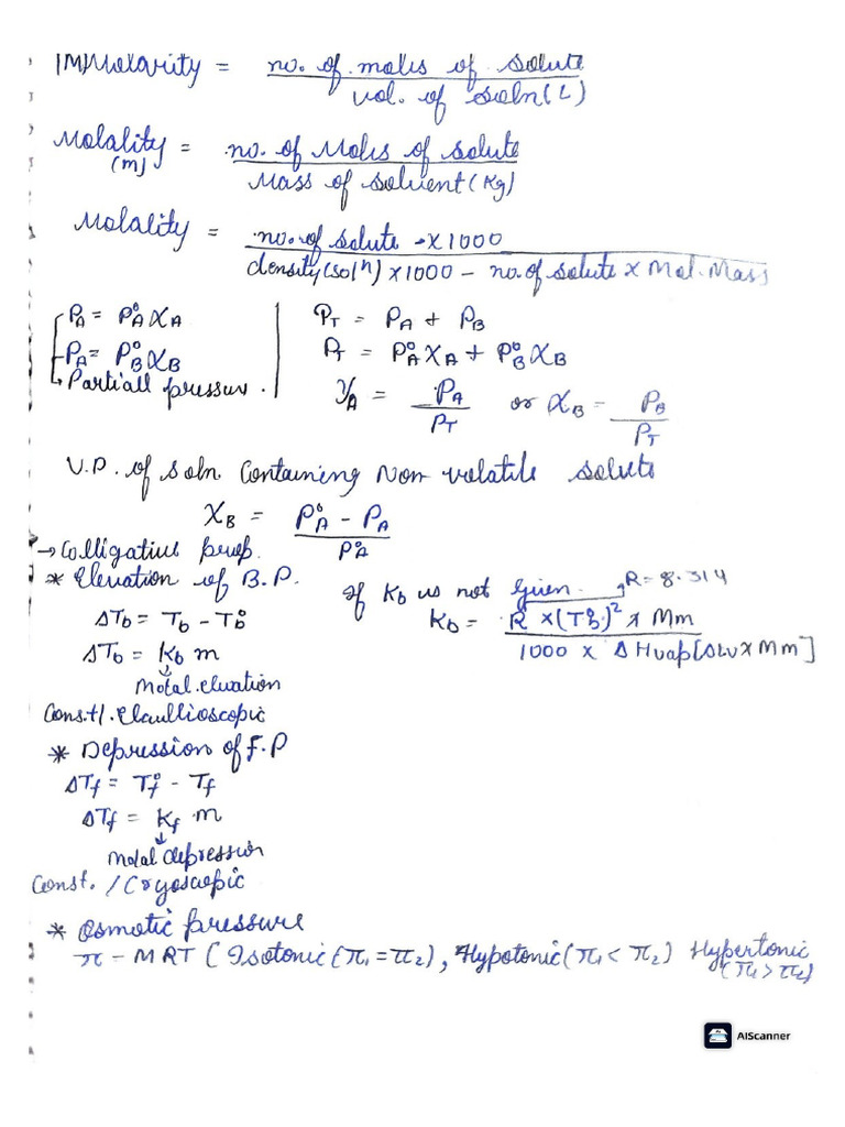 Formula Sheet Chemistry CH-1 | PDF