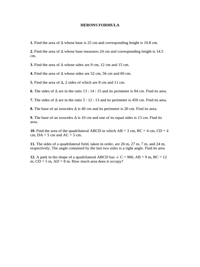 Herons Formula | PDF