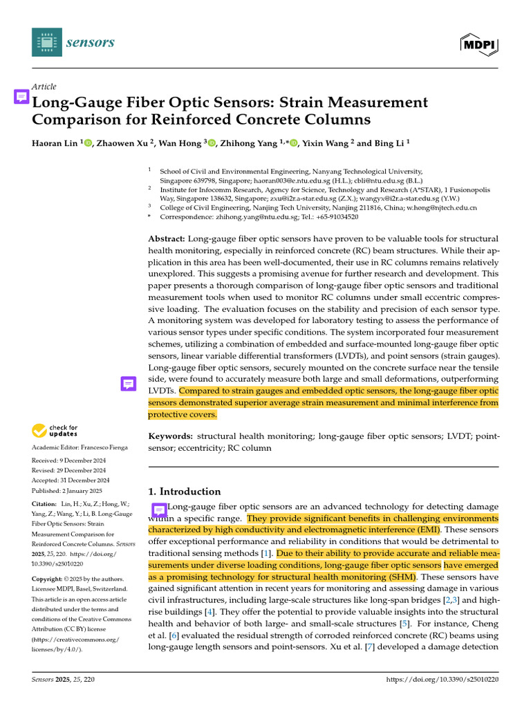 Long-Gauge Fiber Optic Sensors Strain Measurement | PDF | Bending ...