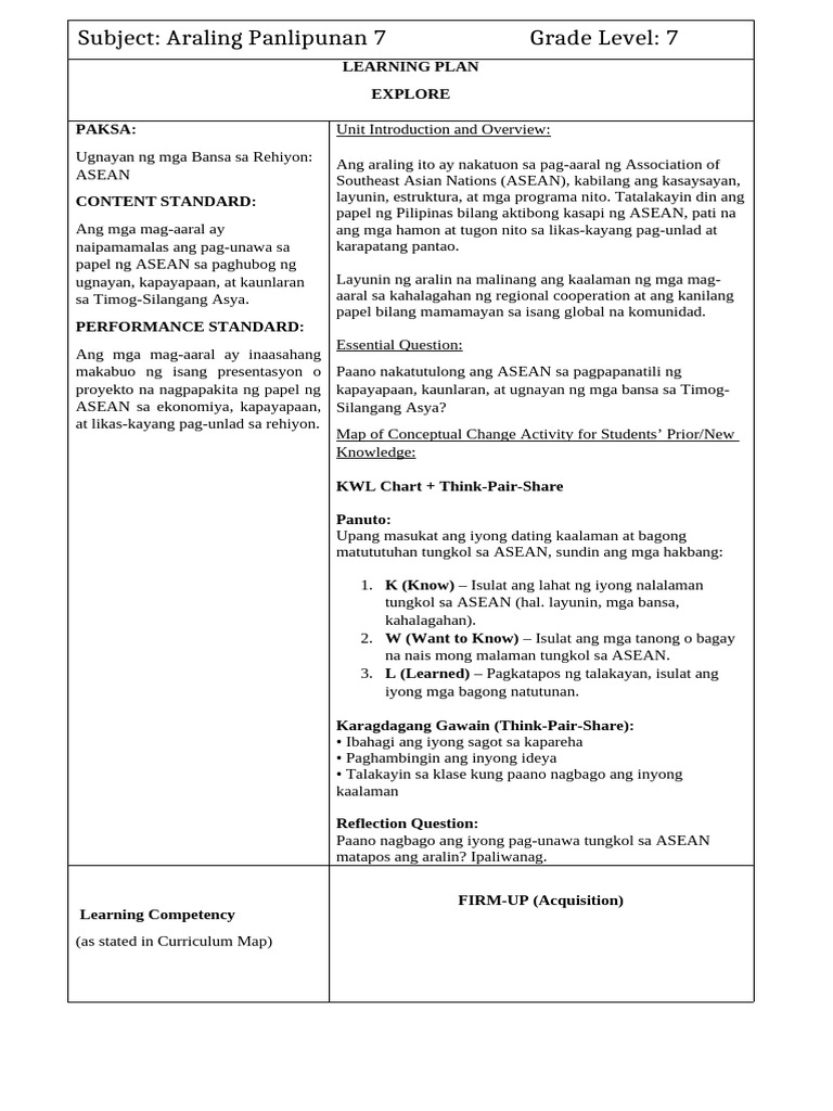 Grade 7- AP Learning-plan m4 | PDF