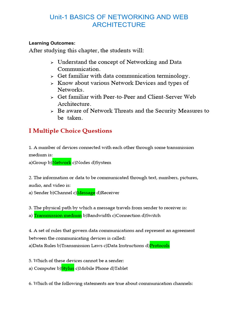 Unit-1 Basics of Networking and Web Architecture | PDF | Computer ...