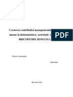 Cresterea Contributiei Managementului Resurselor Umane La Îmbunatatirea Activitatii Societatii S.C BRICOSTORE ROMANIA S.A