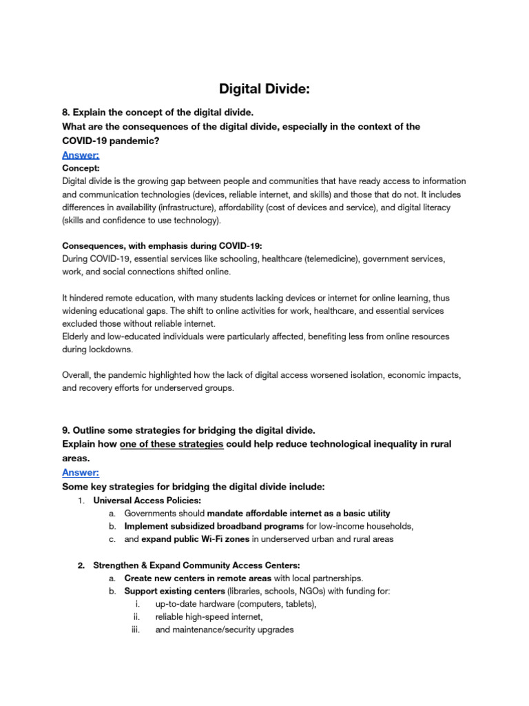 Digital Divide Final Note | PDF | Economies | Social Policy