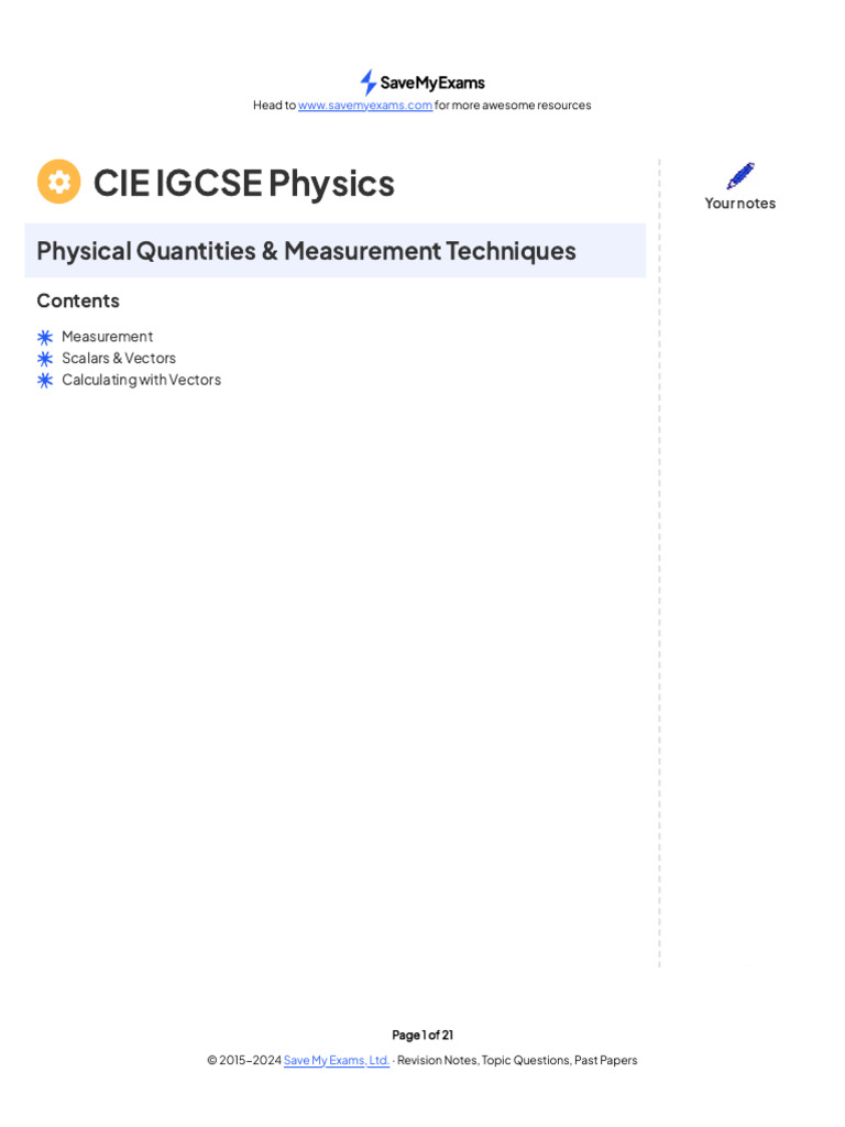 Physics Chapter 1 Measurements | PDF | Velocity | Euclidean Vector