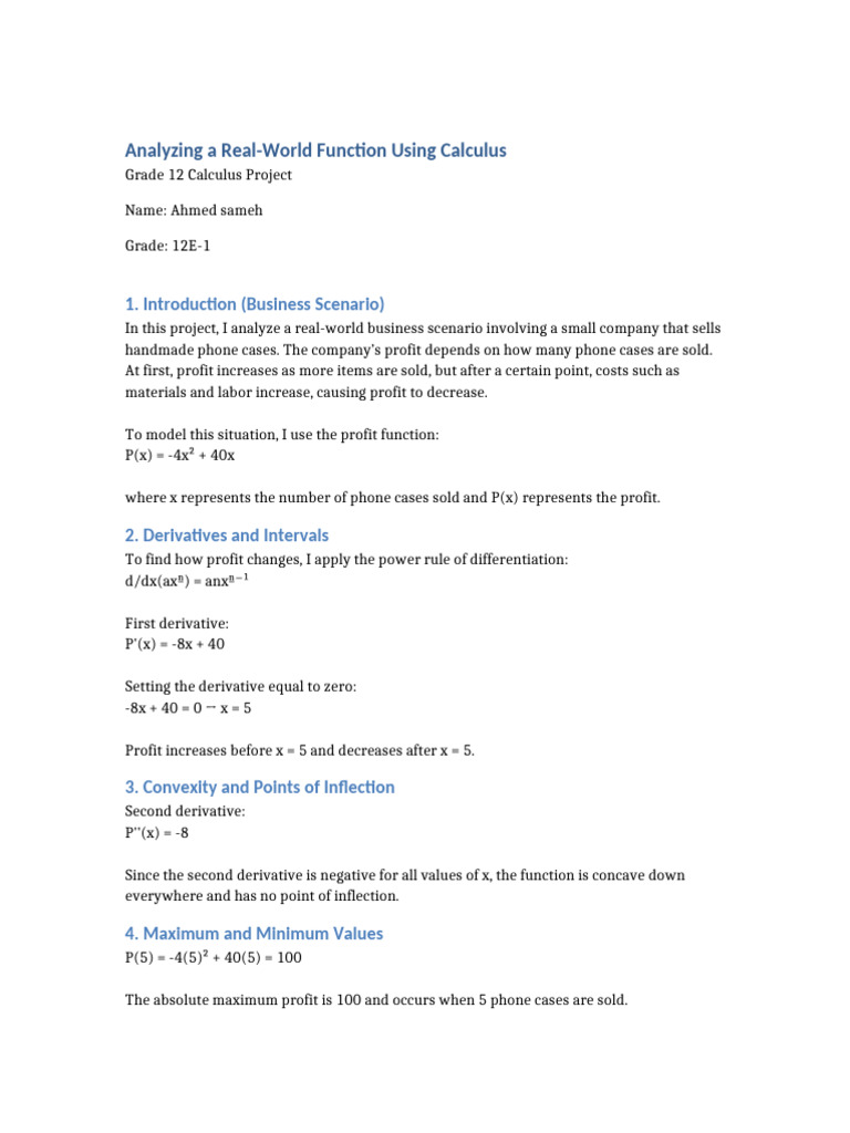 Calculus Project Final Copy | PDF