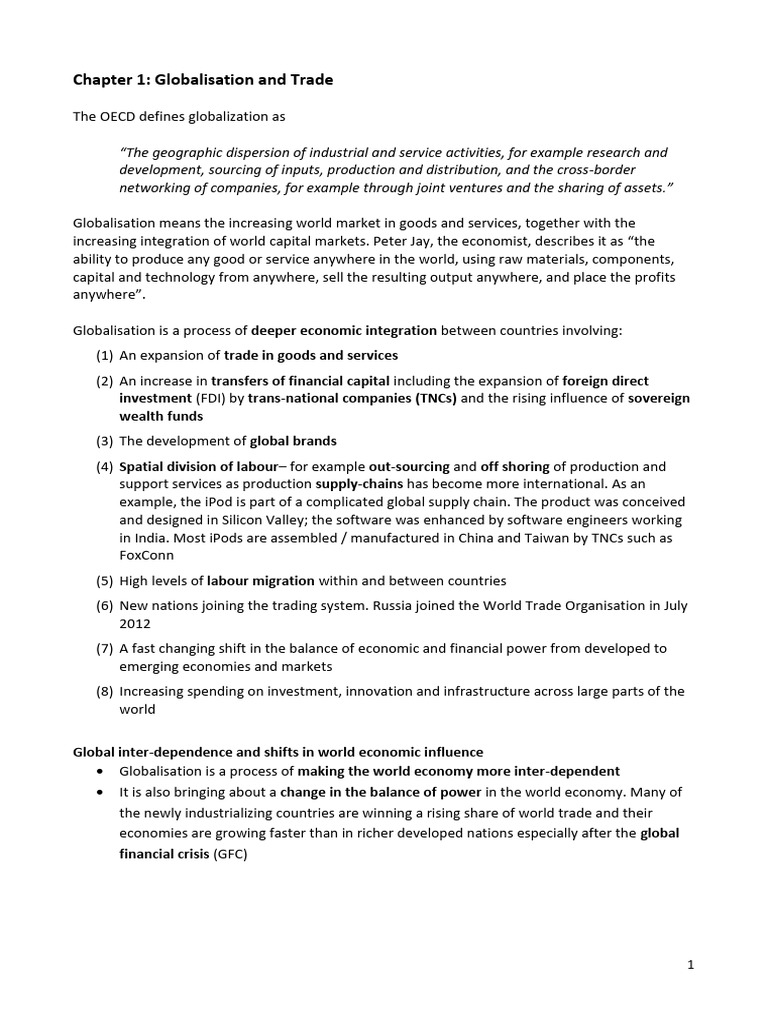 Chapter 1 Globalisation and Trade | PDF | Globalization | Trade Barrier