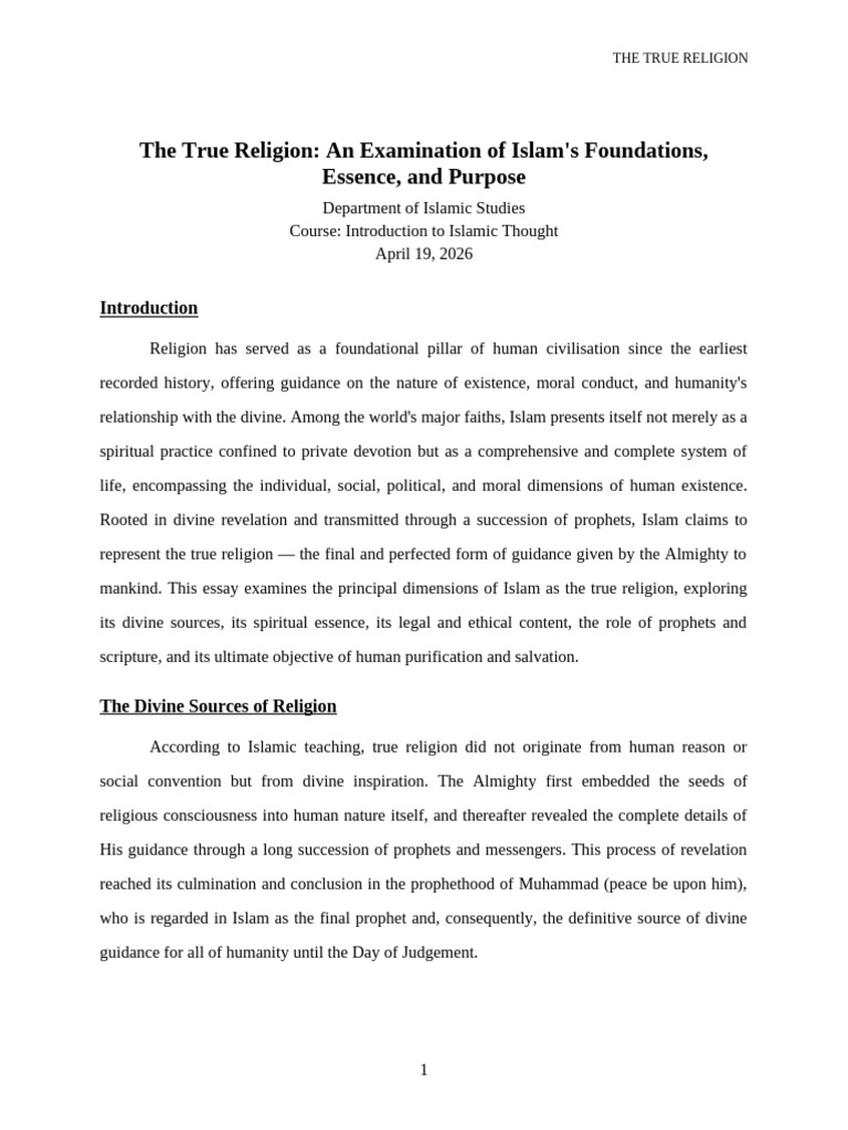 The True Religion Essay | PDF | Prophets And Messengers In Islam | Quran