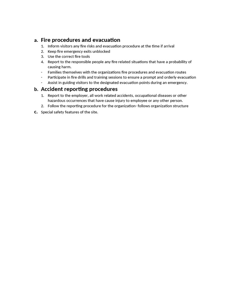 Fire Procedures and Evacuation -MES | PDF