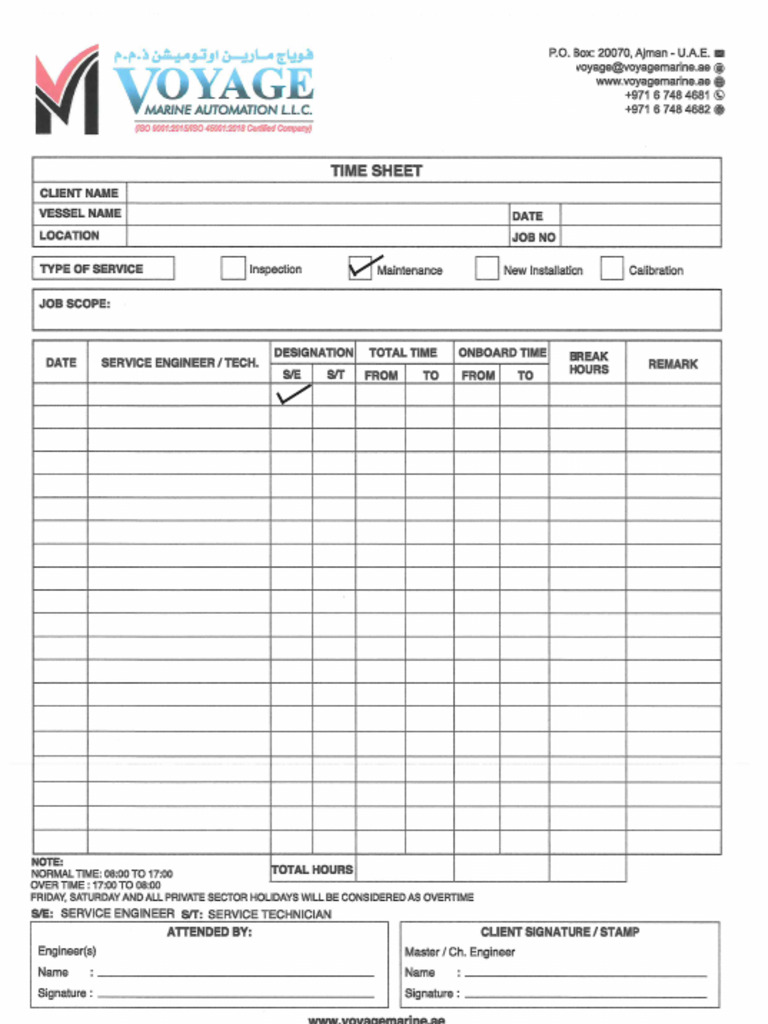 Time Sheet - Template (1) | PDF