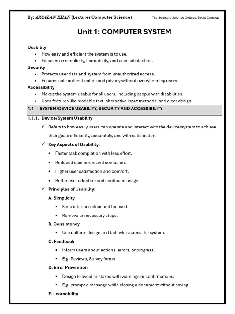 12 Ch 1 Computer Systems | PDF | Usability | Security