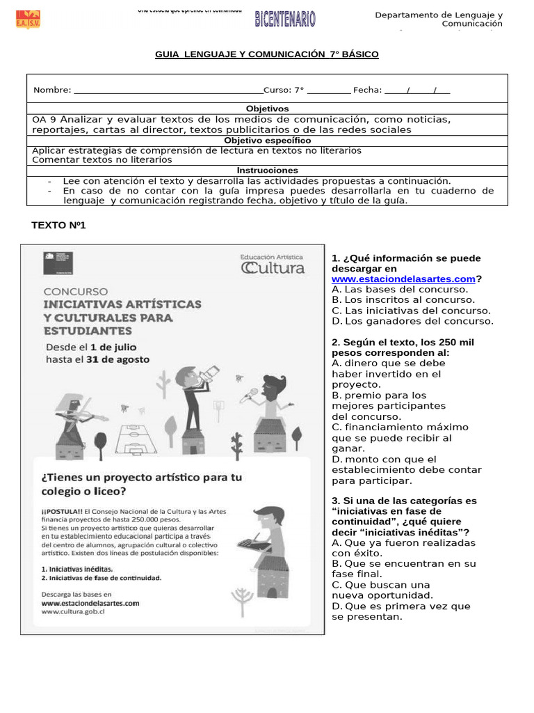 Guia 7 Basico 2025 | PDF | Póster | Comunicación humana