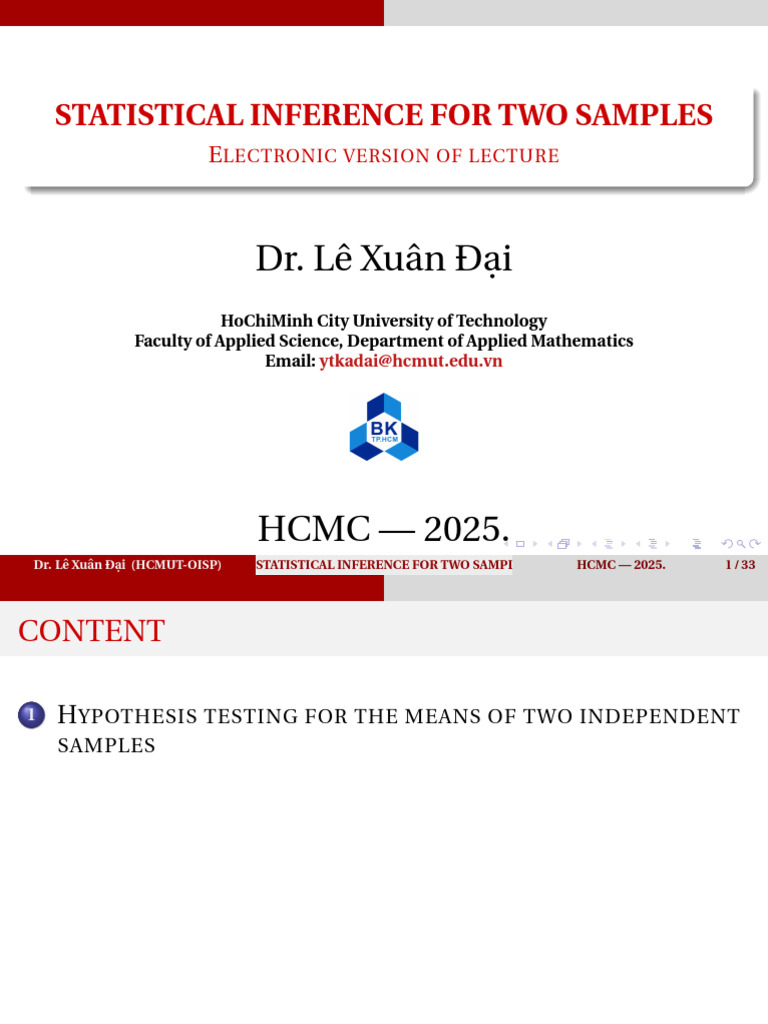 Statistical Inference for Two Samples | PDF | Statistics | Normal ...