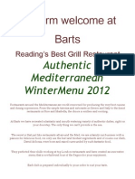Barts Winter 2012 Menu