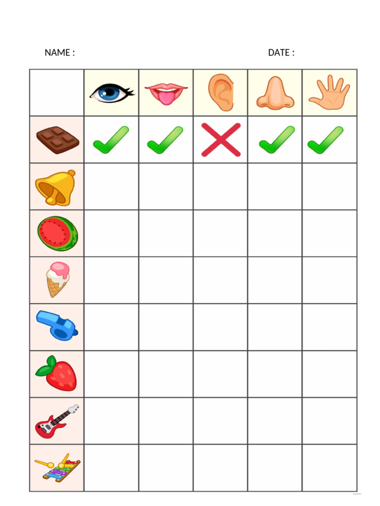 Sense Worksheet | PDF