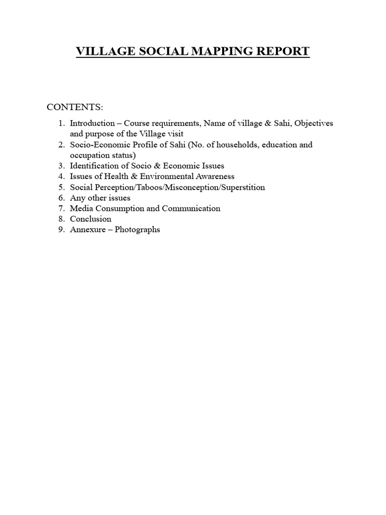 Village Social Mapping Report | PDF
