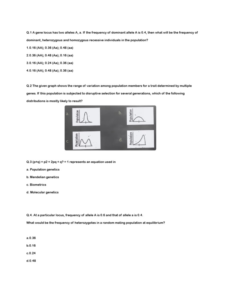 Numerical Based On Hardy Weinberg Equilibrium | PDF | Dominance ...