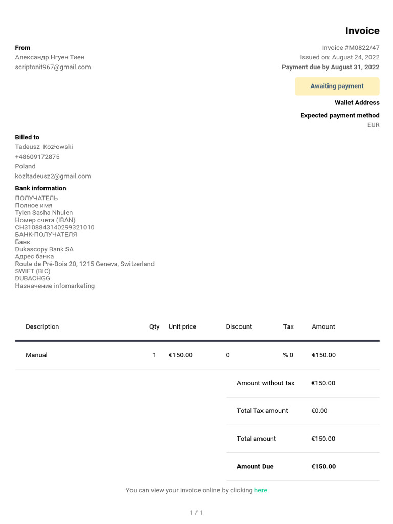 Request-Invoice#M0822_47- +48609172875 | PDF
