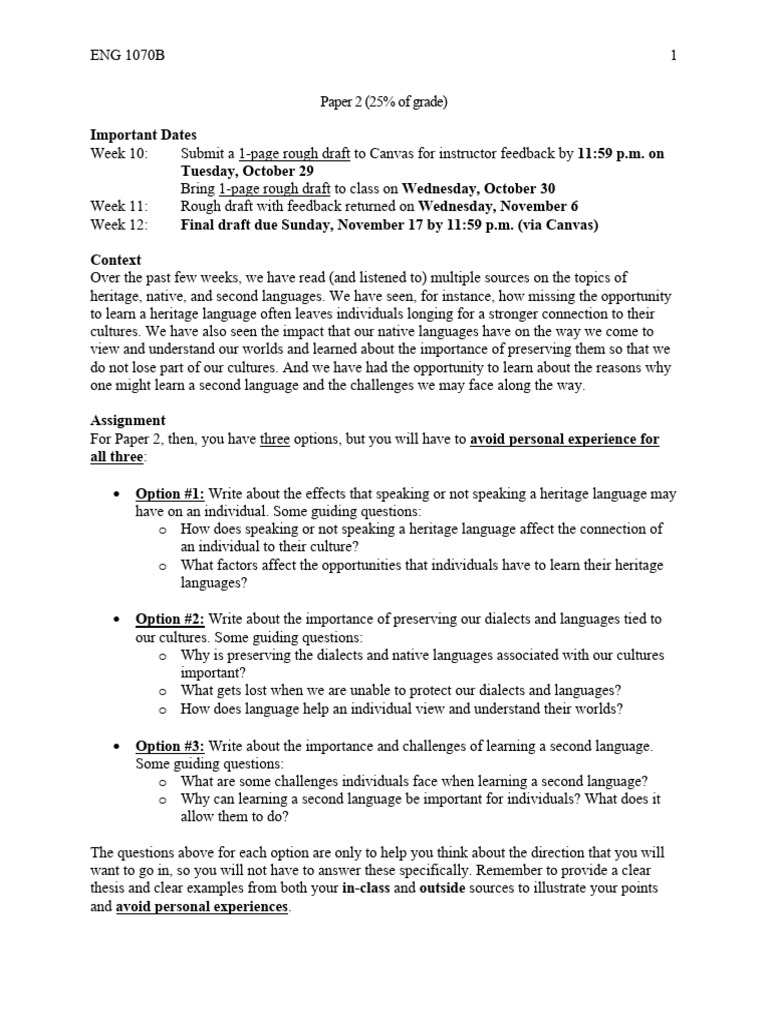 1070B--Paper 2 Prompt MW Copy 1 | PDF | Communication | Linguistics