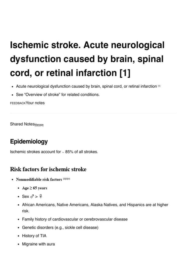 Ischemic stroke. Acute neurological dysfunction caused by brain, spinal ...