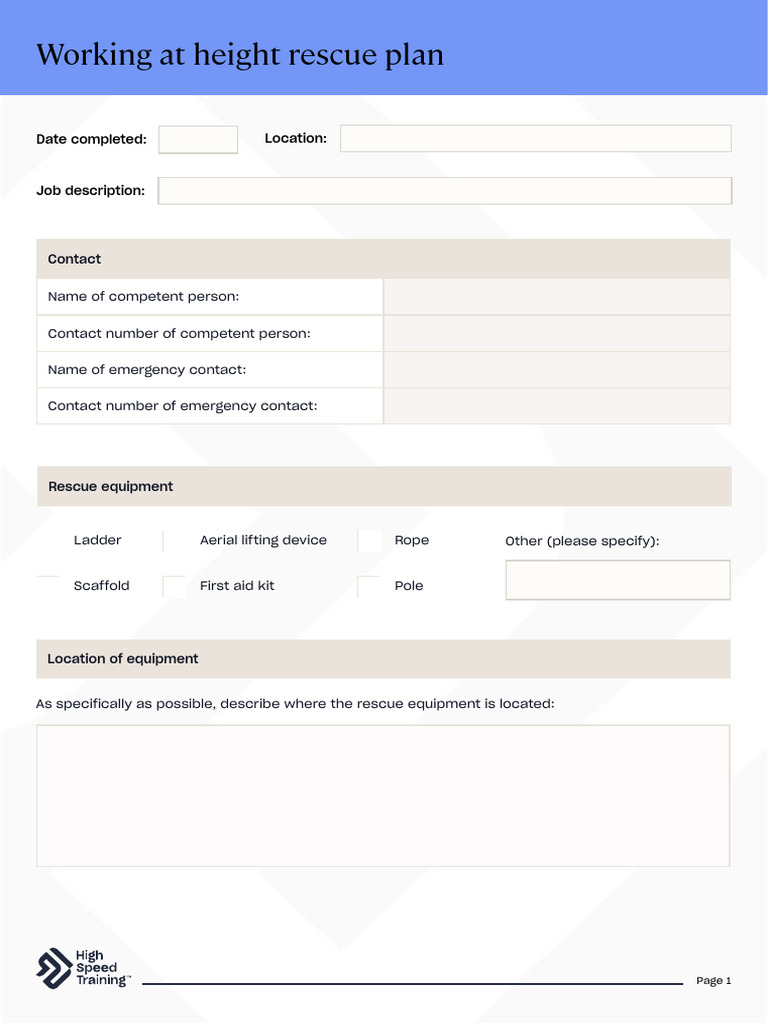 Working at Height Rescue Plan | PDF