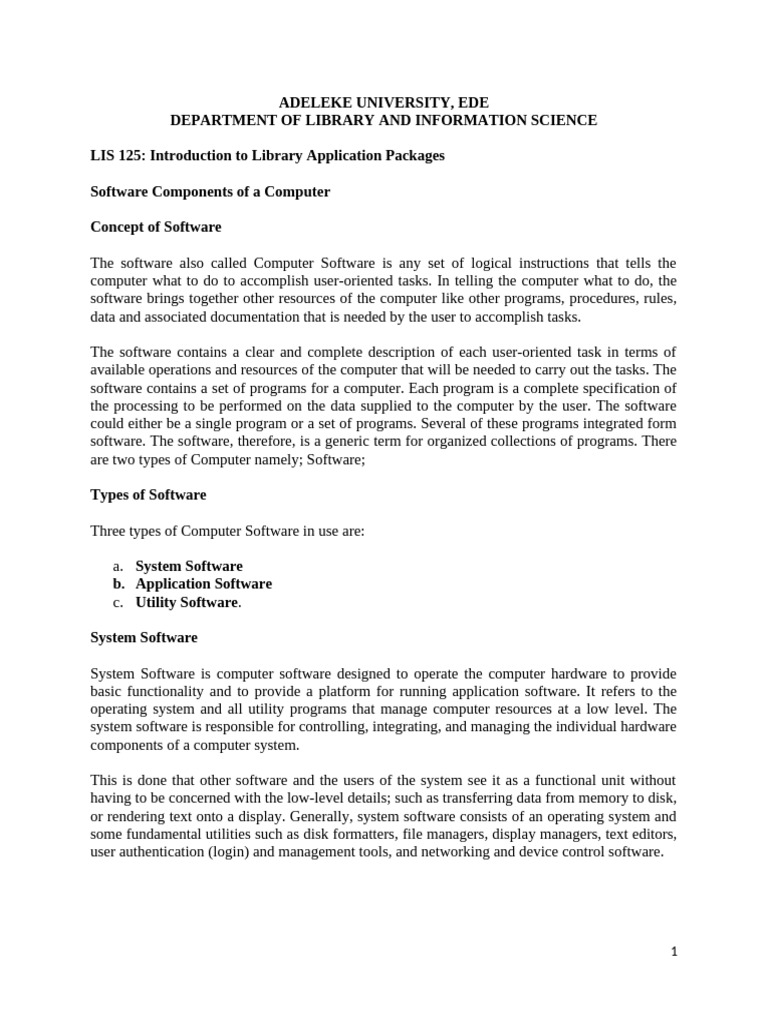 LIS 125 - Concept of Software | PDF | Computer Program | Programming