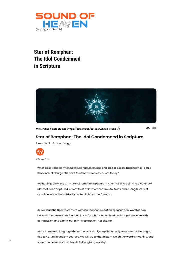 Star of Remphan_ the Idol Condemned in Scripture | PDF | Idolatry ...