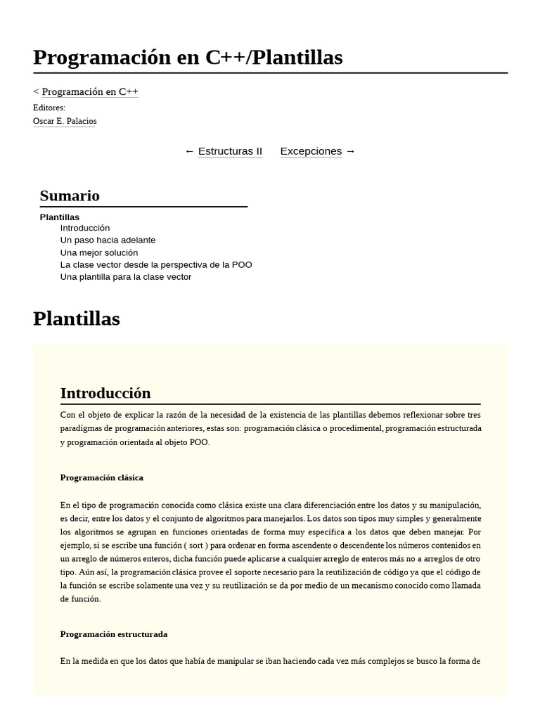 Programación en C++ Plantillas | PDF | C ++ | Informática